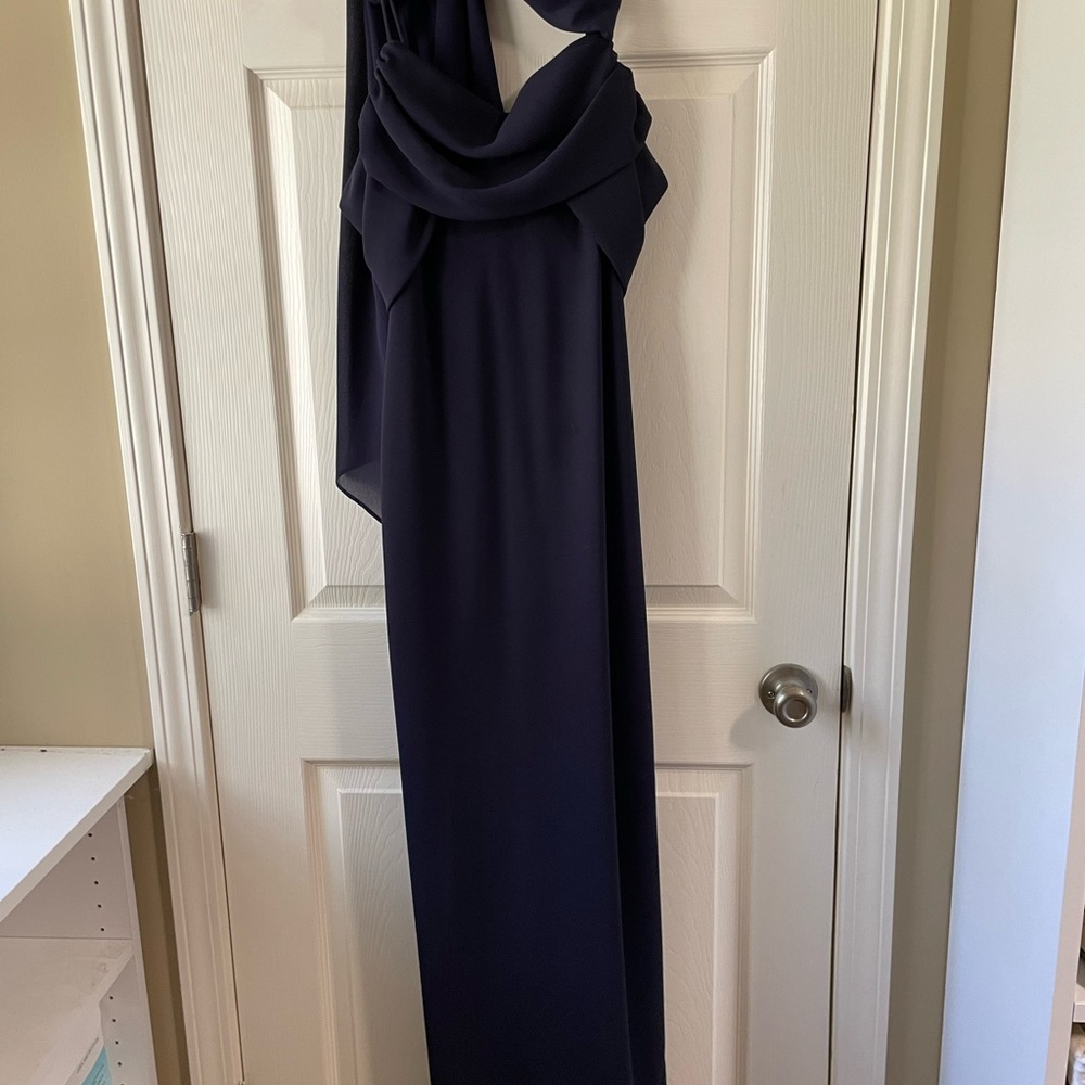 Black cowl neck sleeveless sheath